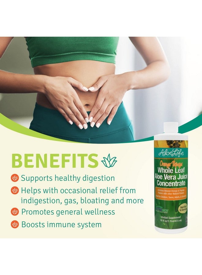 Aloe Life Whole Leaf Aloe Vera Juice Concentrate Soothing Relief For Indigestion Antioxidant Catalyst Supports Energy & Wellness Certified Organic Aloe Leaves Glutenfree (Orange Papaya 16 Oz) - Image 5