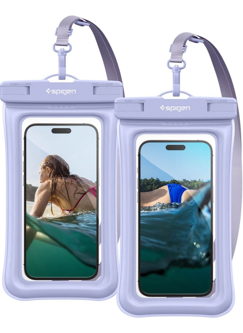 Spigen Aqua Shield Floating Universal Waterproof Phone Underwater Case Cover [2 Pack] IPX8 Pouch A610 Compatible with iPhone, Samsung Galaxy and Smartphone Up to 6.9 inches - Aqua Blue  - Image 1