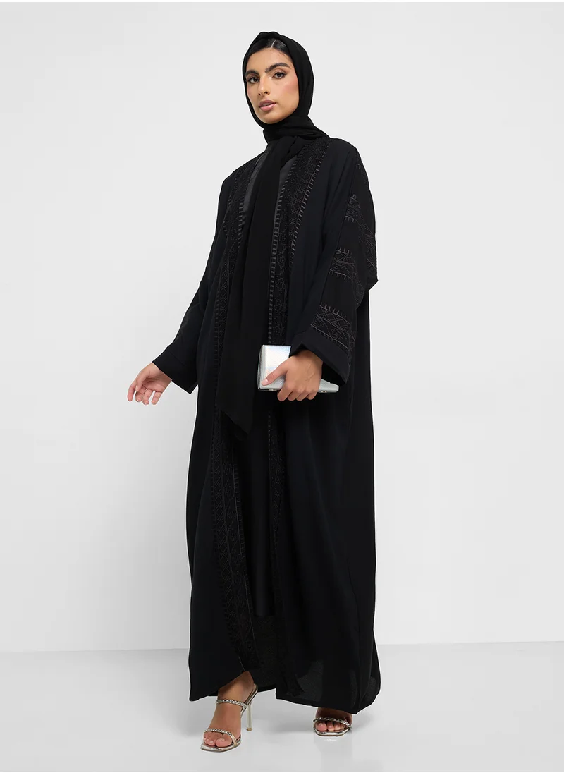 hayas closet Wide Sleeve V-Neck Abaya