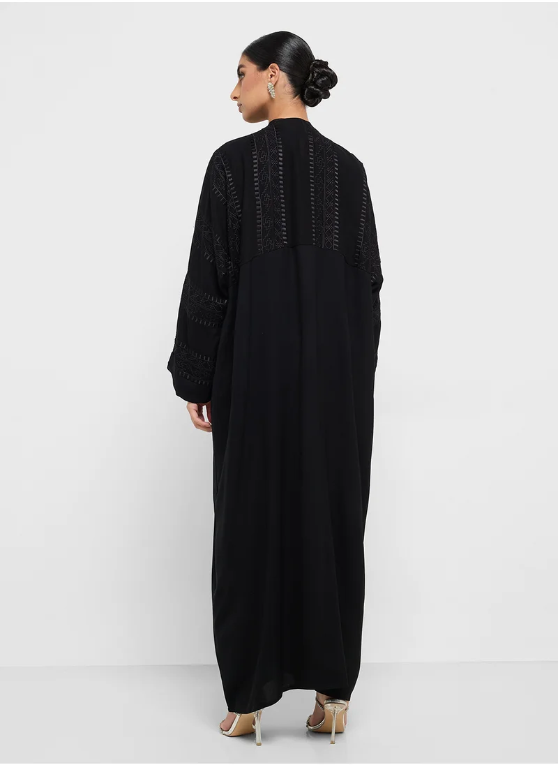 hayas closet Wide Sleeve V-Neck Abaya