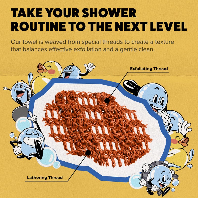 GOSHI Exfoliating Shower Towel - Rip-Resistant Exfoliating Washcloth for All Skin Types - Marigold Yellow - Made in Japan - Image 5