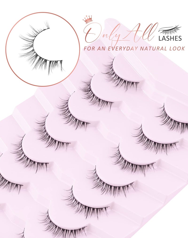 Onlyall Natural Lashes Short Eyelashes Wispy Lashes Natural Look Soft False Eyelashes False Eye Lashes Faux Mink Eyelashes 7 Pairs D2 - Image 5