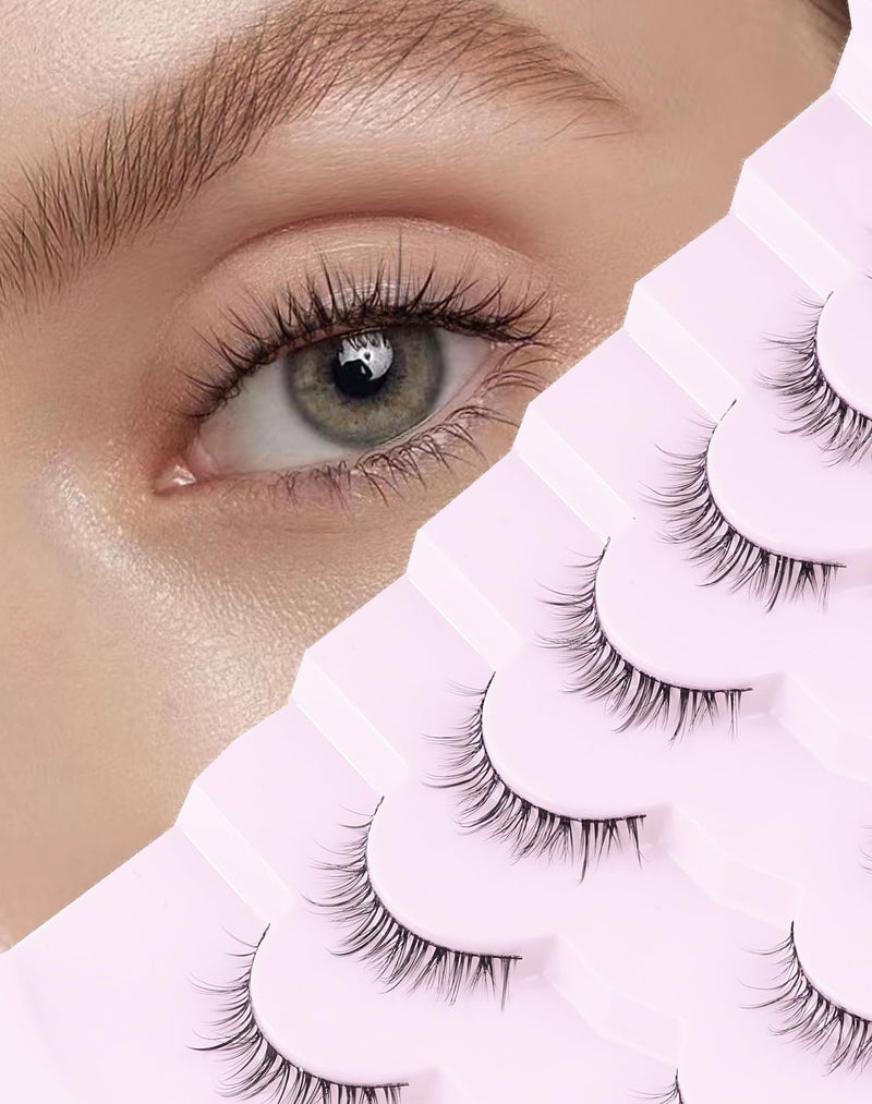Onlyall Natural Lashes Short Eyelashes Wispy Lashes Natural Look Soft False Eyelashes False Eye Lashes Faux Mink Eyelashes 7 Pairs D2 - Image 1