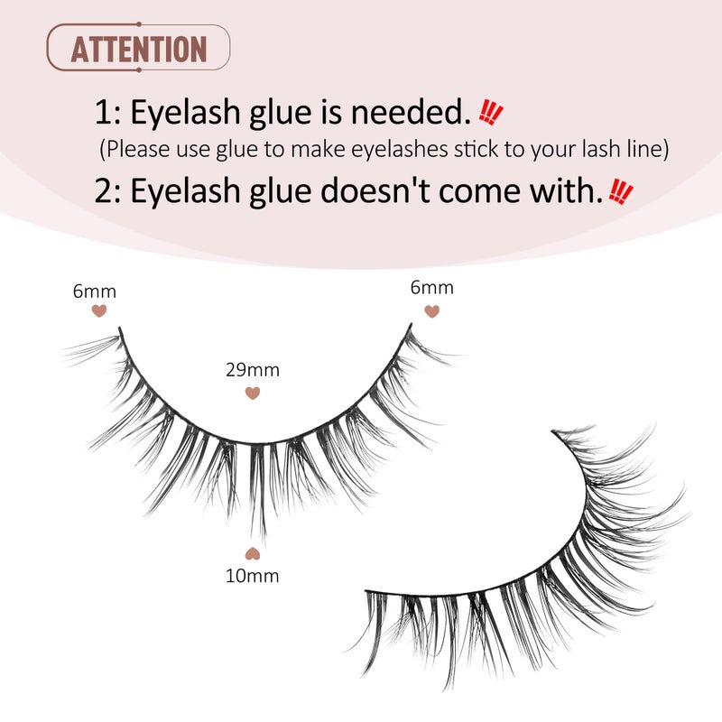 Onlyall Natural Lashes Short Eyelashes Wispy Lashes Natural Look Soft False Eyelashes False Eye Lashes Faux Mink Eyelashes 7 Pairs D2 - Image 2