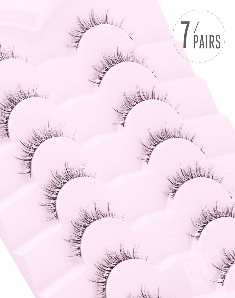 Onlyall Natural Lashes Short Eyelashes Wispy Lashes Natural Look Soft False Eyelashes False Eye Lashes Faux Mink Eyelashes 7 Pairs D2 - Image 4