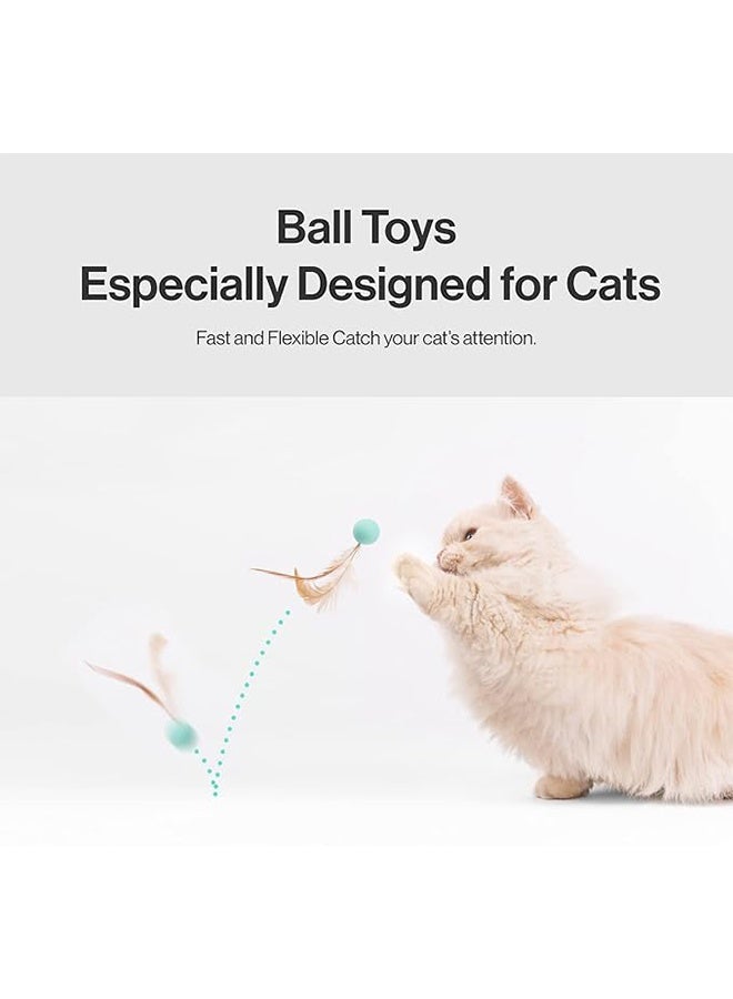 3 قطع كرات لعبة القط المضادة لدغة ألعاب القط ترتد الكرة مع ريشة عالية الانتعاش الأليفة ألعاب القطط التفاعلية للقطط داخلية وخارجية اللعب اللعب التفاعلية - Image 2