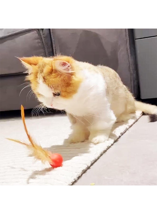 3 قطع كرات لعبة القط المضادة لدغة ألعاب القط ترتد الكرة مع ريشة عالية الانتعاش الأليفة ألعاب القطط التفاعلية للقطط داخلية وخارجية اللعب اللعب التفاعلية - Image 5
