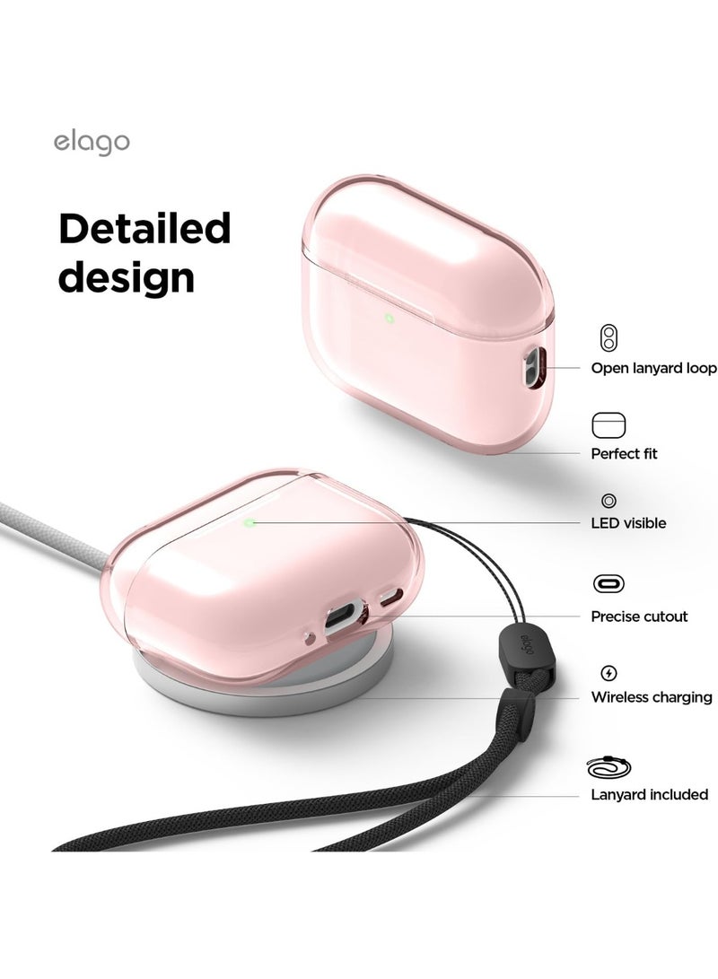 Elago Clear designed for AirPods Pro 3 (2025) case cover with Strap - Lovely Pink - Image 5