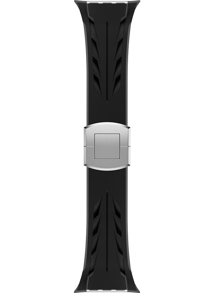 NSM Tech - Apple Watch 44MM KRD-127 Metal Buckle Silicone Strap-Black - Image 1
