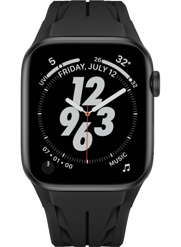 NSM Tech - Apple Watch 44MM KRD-127 Metal Buckle Silicone Strap-Black - Image 1