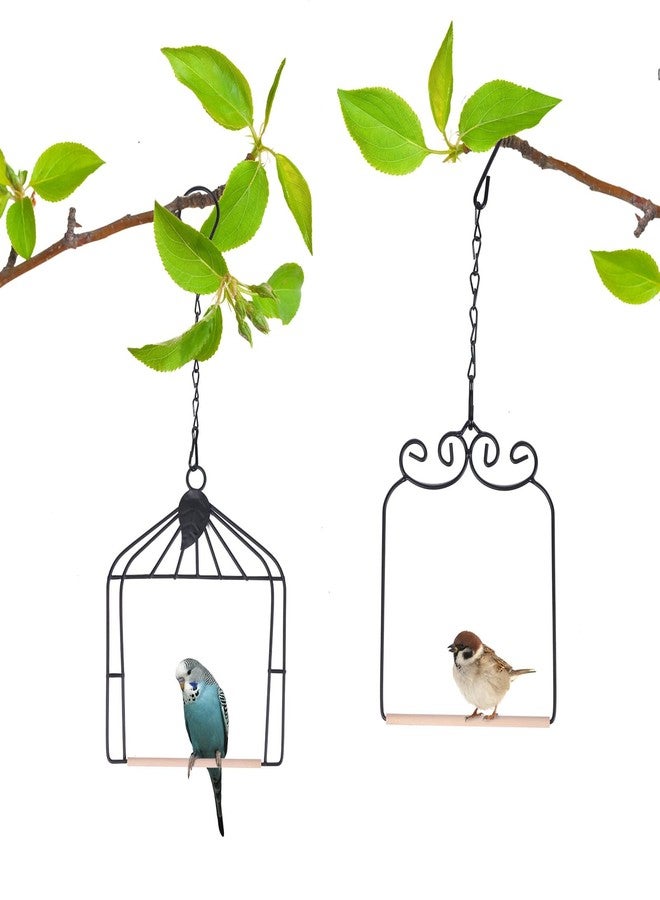MIXXIDEA Hummingbird Feeders Bird Swing Metal Frame for Finch Hummingbird Perch Wild Bird Swing with Wooden Dowel Outdoor Bird Perch Rust Resistant 2 Pack - Image 1