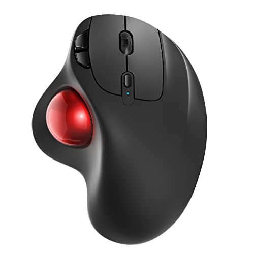 Nulea M501 Wireless Trackball Mouse, Rechargeable Ergonomic, Easy Thumb Control, Precise & Smooth Tracking, 3 Device Connection (Bluetooth or USB Receiver), Compatible for PC, Laptop, Mac, Windows. - Image 1
