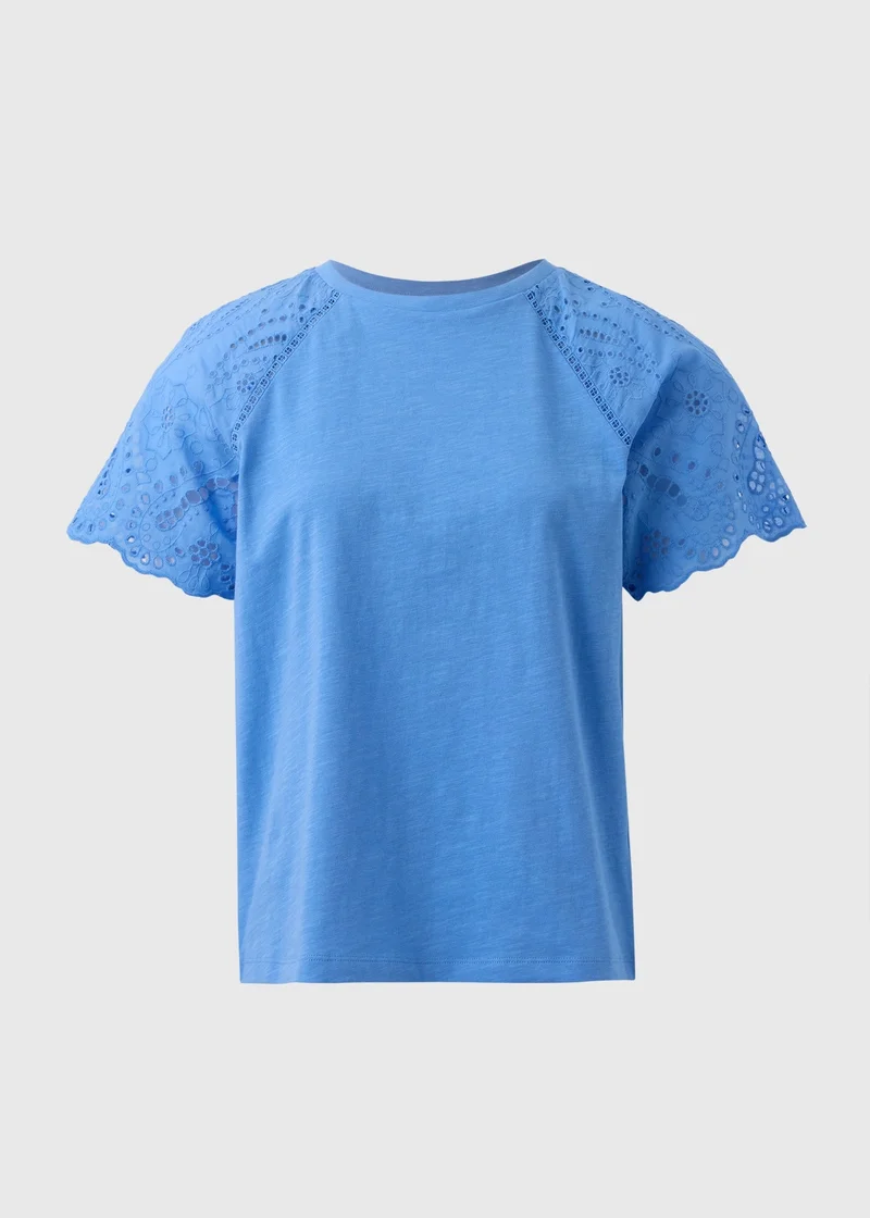 Matalan Blue Broderie Anglaise Raglan Sleeve T-Shirt