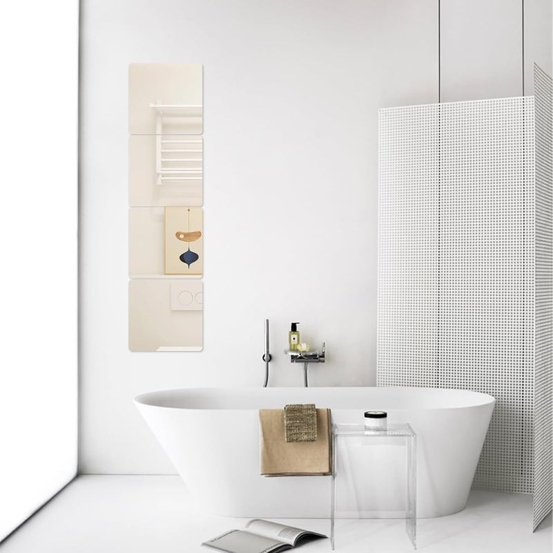 TPGP Hode Self Adhesive Mirror Tiles Stickers - 20x20cm, 4Pcs, Lightweight Non-Glass Shatterproof - Image 4