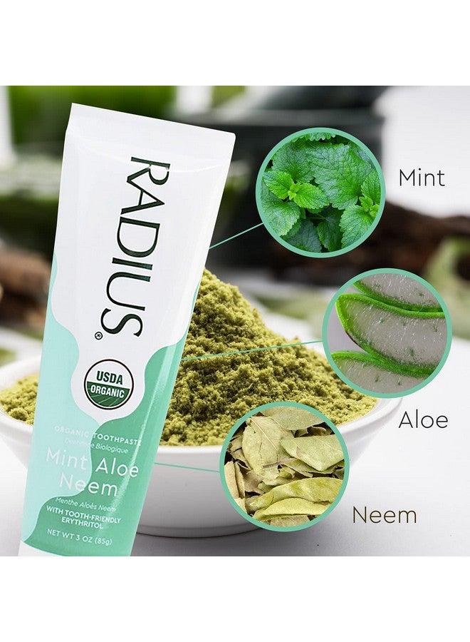Radius Organic Coconut Oil Toothpaste Usda Organic Certified (Mint Aloe Neem 3 Oz 6Pack) - Image 5