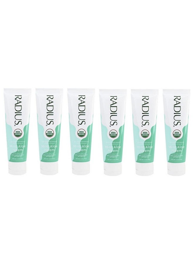 Radius Organic Coconut Oil Toothpaste Usda Organic Certified (Mint Aloe Neem 3 Oz 6Pack) - Image 2