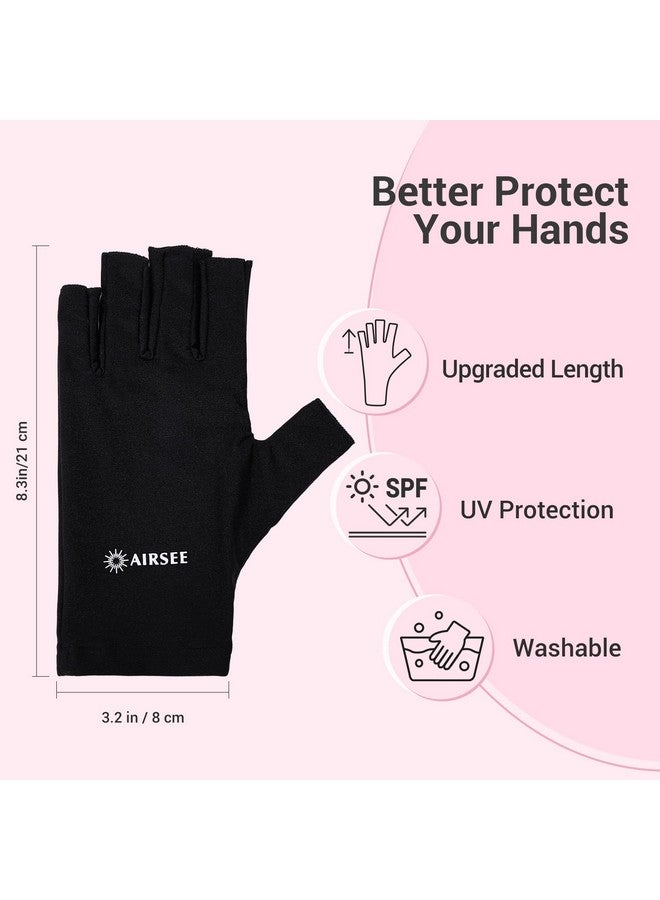 AIRSEE UV Gloves for Nail Lamp,Professional UPF50+ UV Protection Gloves for Manicures Nail Art,Fingerless Gloves That Shield Skin from The Sun and Nail Lamp (Black) - Image 4
