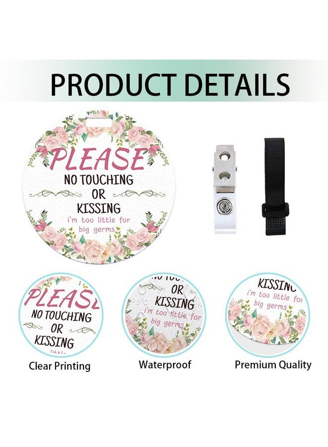 PLIGREAT 2 Pack No Touching Baby Car Seat Sign for Newborn, Flower Pattern Please Dont Touch Baby Signs for Baby Girl Boy, No Kissing Baby Stroller Tag with Hanging Straps and Clip - Image 4