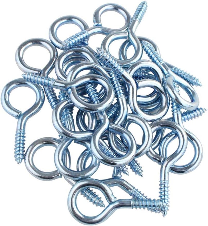 Wobe 50Pack of Eye Screws 1-5/8 Inch Eye Shape Thread Self-Tapping Hanging Hooks Eyebolt Ring (1-5/8" Overall Length 1/2" Inner Dimension) Zinc Plated - Image 1