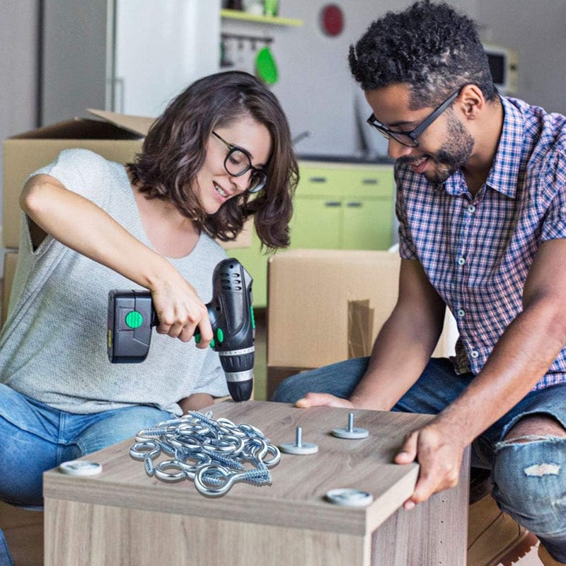 Wobe 50Pack of Eye Screws 1-5/8 Inch Eye Shape Thread Self-Tapping Hanging Hooks Eyebolt Ring (1-5/8" Overall Length 1/2" Inner Dimension) Zinc Plated - Image 5