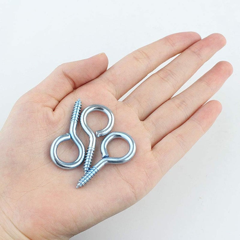 Wobe 50Pack of Eye Screws 1-5/8 Inch Eye Shape Thread Self-Tapping Hanging Hooks Eyebolt Ring (1-5/8" Overall Length 1/2" Inner Dimension) Zinc Plated - Image 3