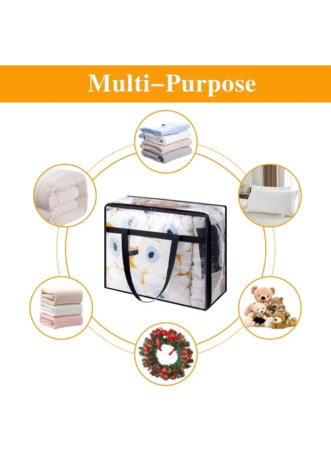 DUNISO 4 Pack Clear Storage Bags, 40L Plastic Blanket Storage Bags, Foldable Moving Bags with Zipper Handle, Waterproof and Dustproof，Sturdy and Durable，for Bedding, Duvet, Comforter，Pillow，Toys，46*23*38cm - Image 5