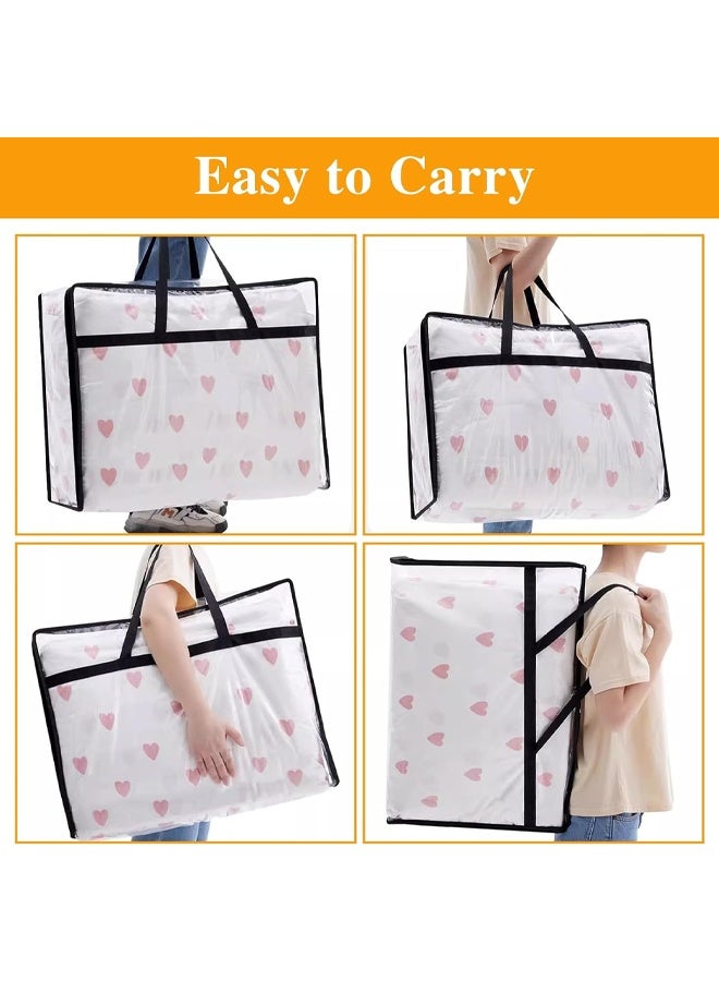 DUNISO 4 Pack Clear Storage Bags, 40L Plastic Blanket Storage Bags, Foldable Moving Bags with Zipper Handle, Waterproof and Dustproof，Sturdy and Durable，for Bedding, Duvet, Comforter，Pillow，Toys，46*23*38cm - Image 2
