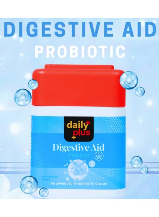 Daily Plus Digestive Aid Probiotic Supplement 500mg – 60 Capsules for Gut Health, Digestion & Daily Wellness Support - Image 5