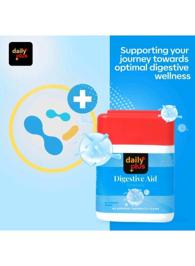 Daily Plus Digestive Aid Probiotic Supplement 500mg – 60 Capsules for Gut Health, Digestion & Daily Wellness Support - Image 4