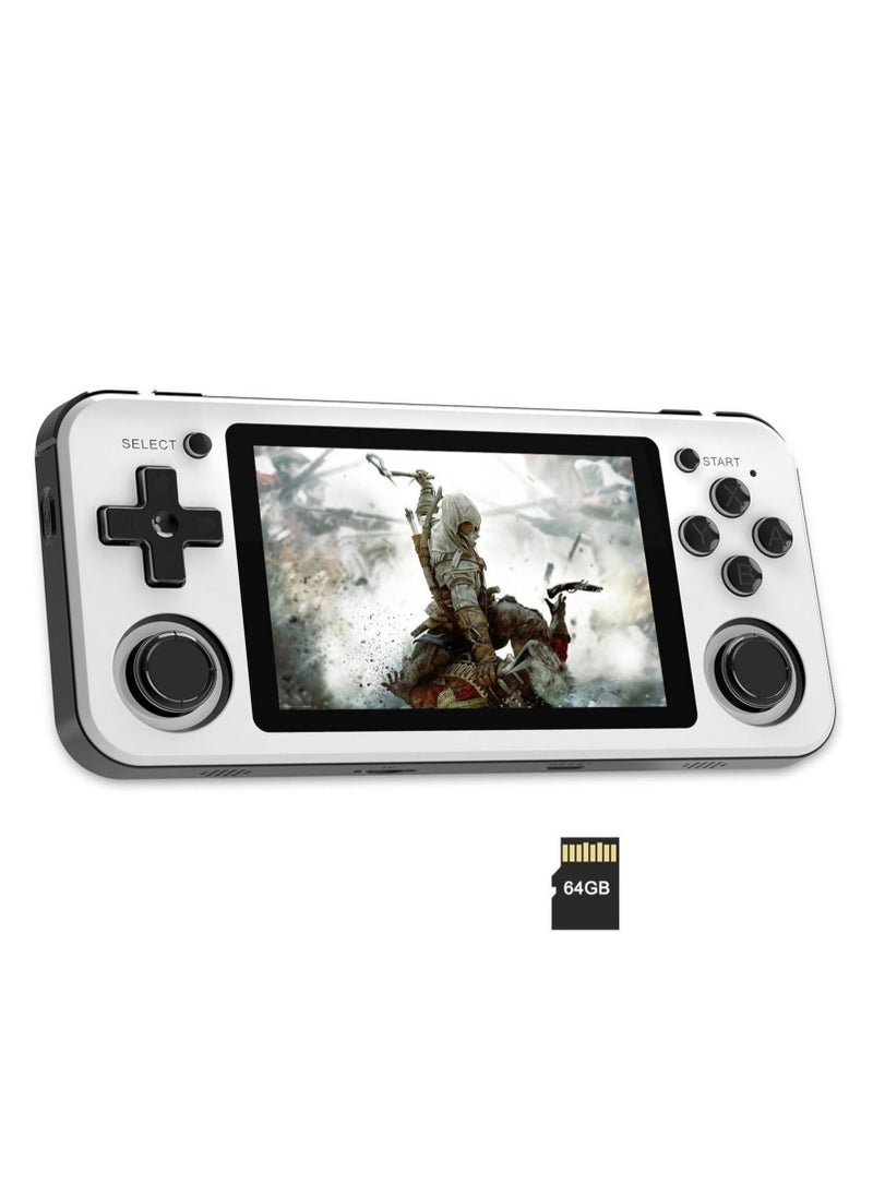 ANBERNIC  - RG351P Handheld Game Console, Opening Linux Tony System Built-in 64G TF Card 2500 Classic Games 3.5-inch IPS Screen Retro Game Console (White) - Image 1