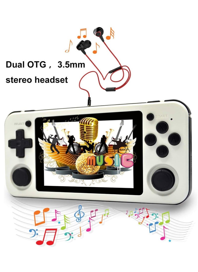 ANBERNIC  - RG351P Handheld Game Console, Opening Linux Tony System Built-in 64G TF Card 2500 Classic Games 3.5-inch IPS Screen Retro Game Console (White) - Image 1