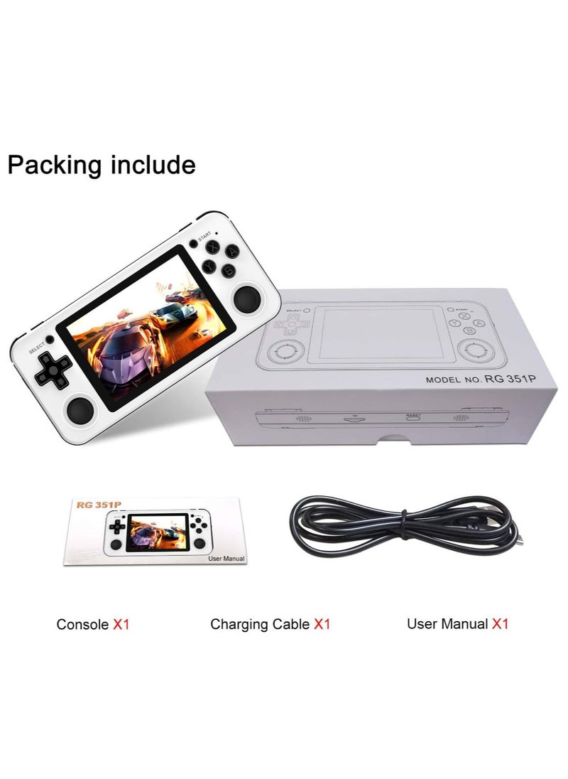 ANBERNIC  - RG351P Handheld Game Console, Opening Linux Tony System Built-in 64G TF Card 2500 Classic Games 3.5-inch IPS Screen Retro Game Console (White) - Image 1