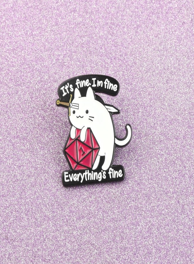 SEIRAA Dice Cat Brooch Pin - Cat & RPG Game Jewelry - Unisex Brooch - 2.7cm x 3.0cm - Image 2