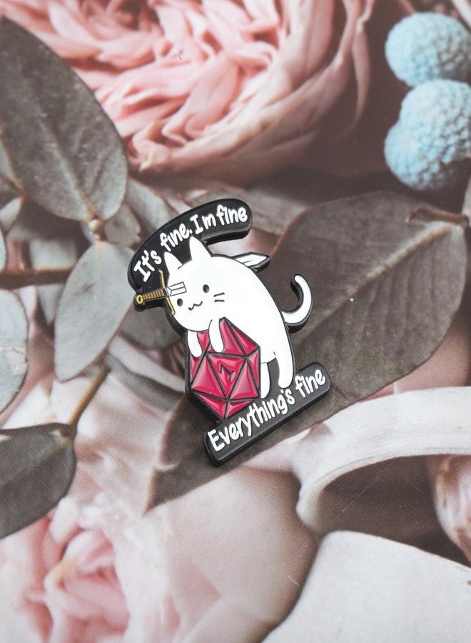 SEIRAA Dice Cat Brooch Pin - Cat & RPG Game Jewelry - Unisex Brooch - 2.7cm x 3.0cm - Image 3