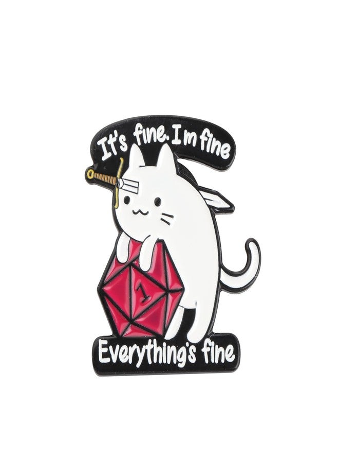 SEIRAA Dice Cat Brooch Pin - Cat & RPG Game Jewelry - Unisex Brooch - 2.7cm x 3.0cm - Image 1