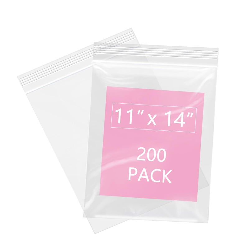 iMailer 200 Pcs 11 x 14 Reclosable Plastic Zip Poly Bags Clear Zip Bag for Prints Photos Documents Clothing TShirt