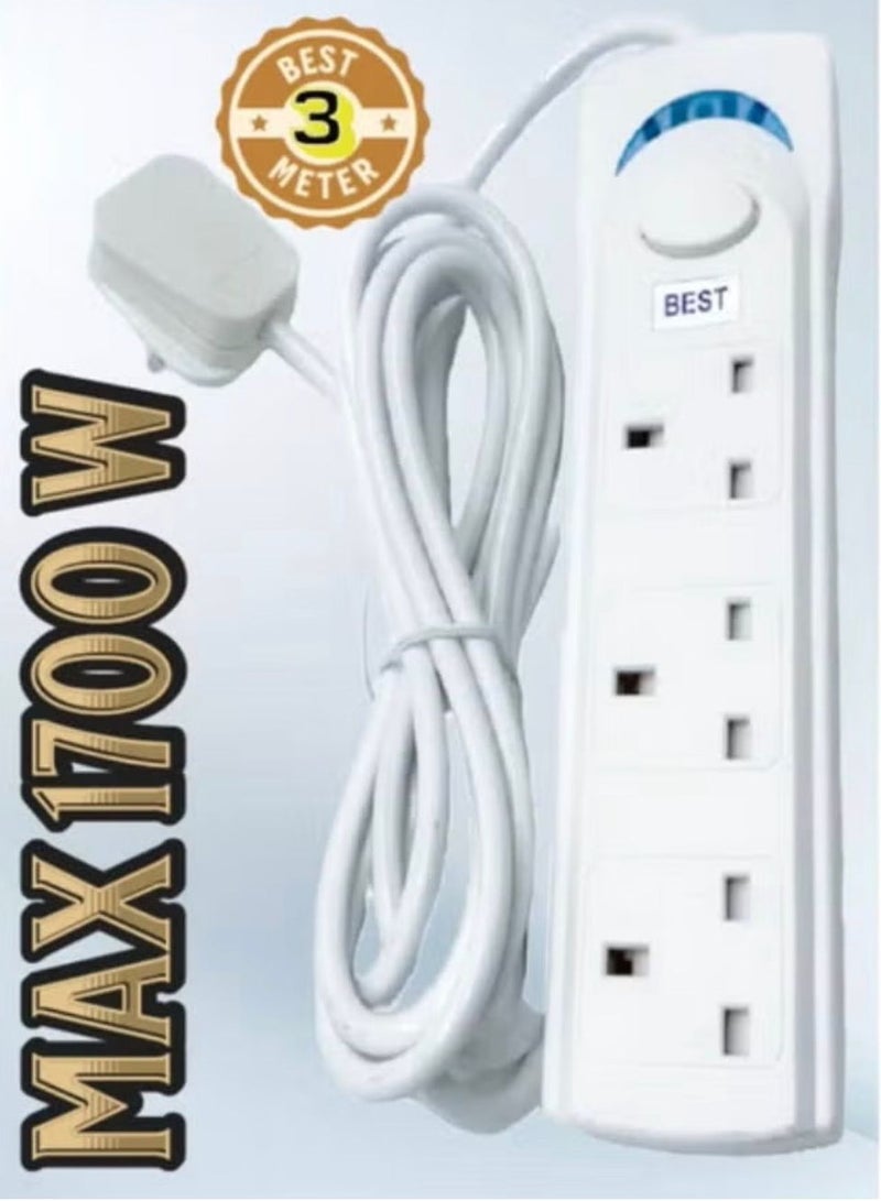 Best electrical connection with three outlets, 3 meters long - Image 1