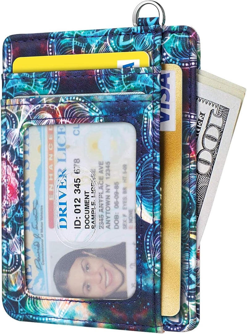 Coco Rossi محفظة رفيعة لحفظ البطاقات مع حجب RFID، حاملة بطاقات ائتمان ميني مالست مع حلقة D للنساء، ماندالا - Image 2