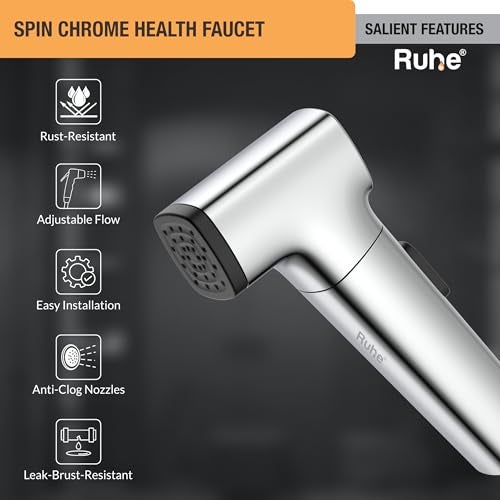Ruhe Spin Health Faucet Gun for Bathroom | 360° Adjustable Handheld Jet Spray for Toilet | ABS Body Rotatable Head Bidet Spray | Universal Fit Replacement Only Gun - Image 2