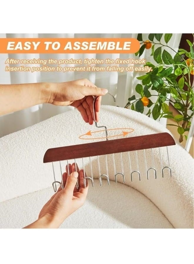 Wooden Bra Hanger with 8 Hooks, 360 Rotating Space Saving Closet Organizer for Belt, Tie, Tank Top, Bra, Scarf -Dark Brown - Image 3