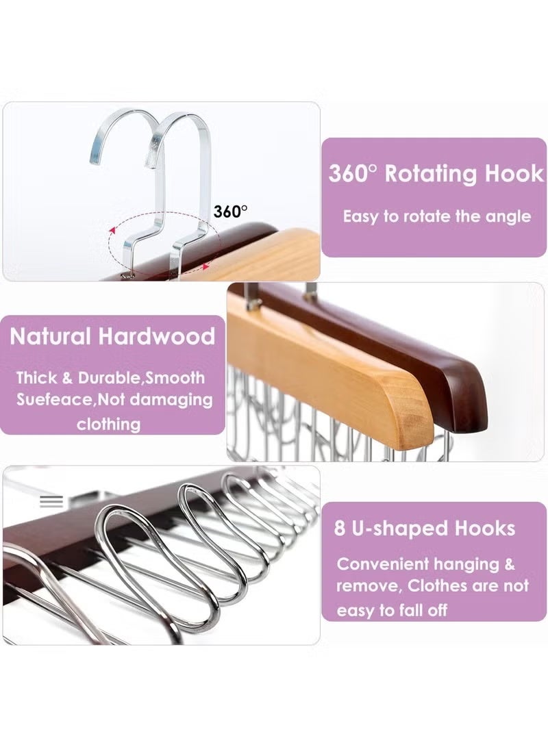 Wooden Bra Hanger with 8 Hooks, 360 Rotating Space Saving Closet Organizer for Belt, Tie, Tank Top, Bra, Scarf -Dark Brown - Image 4