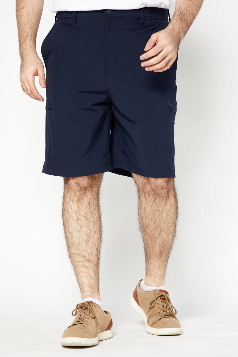 Chaps Men Sportswear Fit Plain 9 Inseam Training Shorts, Navy - Image 1