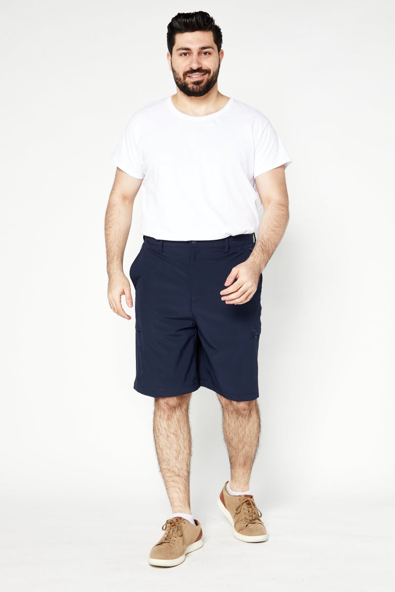 Chaps Men Sportswear Fit Plain 9 Inseam Training Shorts, Navy - Image 3