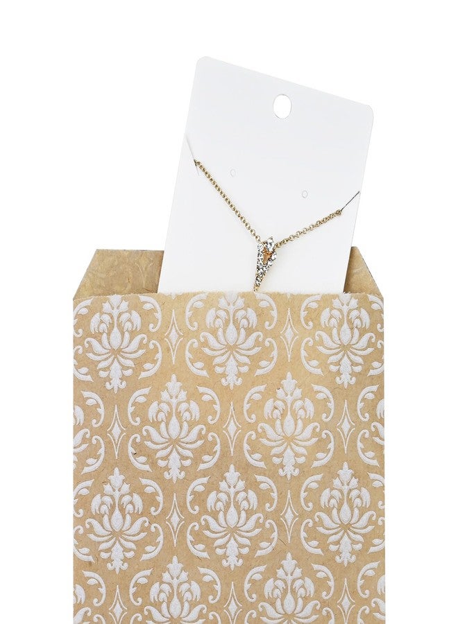 MOOCA 200 Pcs Damask Kraft Paper Gift Bags - Bulk, Small Business, Jewelry, Candy, Popcorn, Cookie & Treat Bags - 4 W x 6 H in - Kraft with White Damask - Image 5