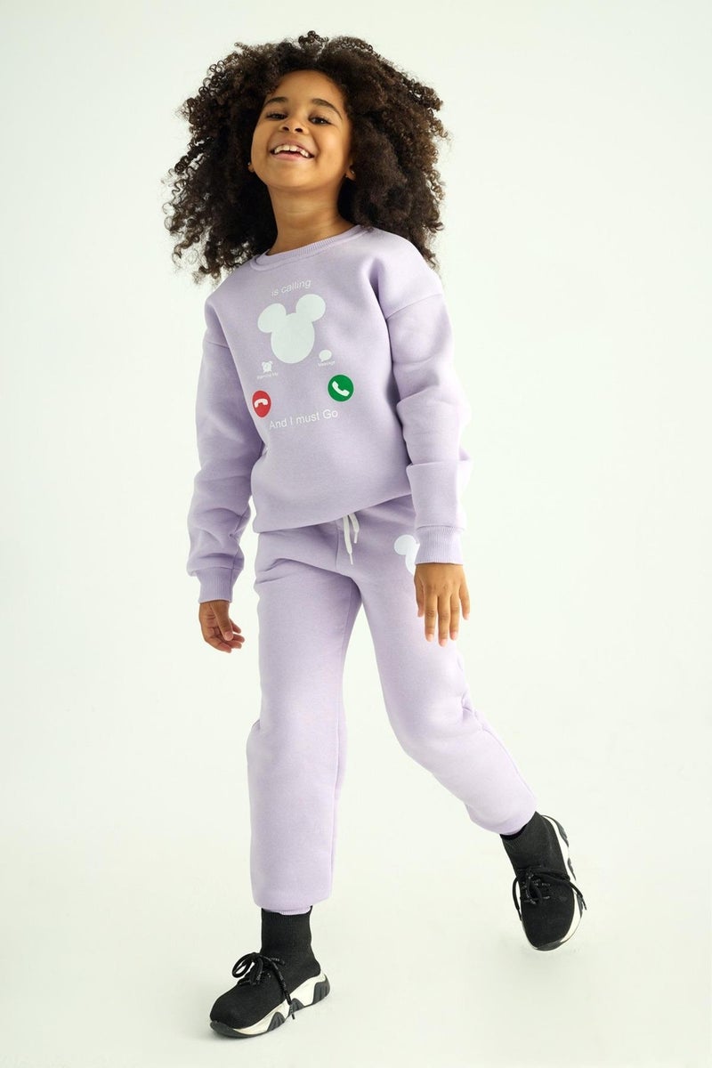 Zepkids Crew Neck Long Sleeve Lilac Color Girl's Two Piece Set  - Image 2