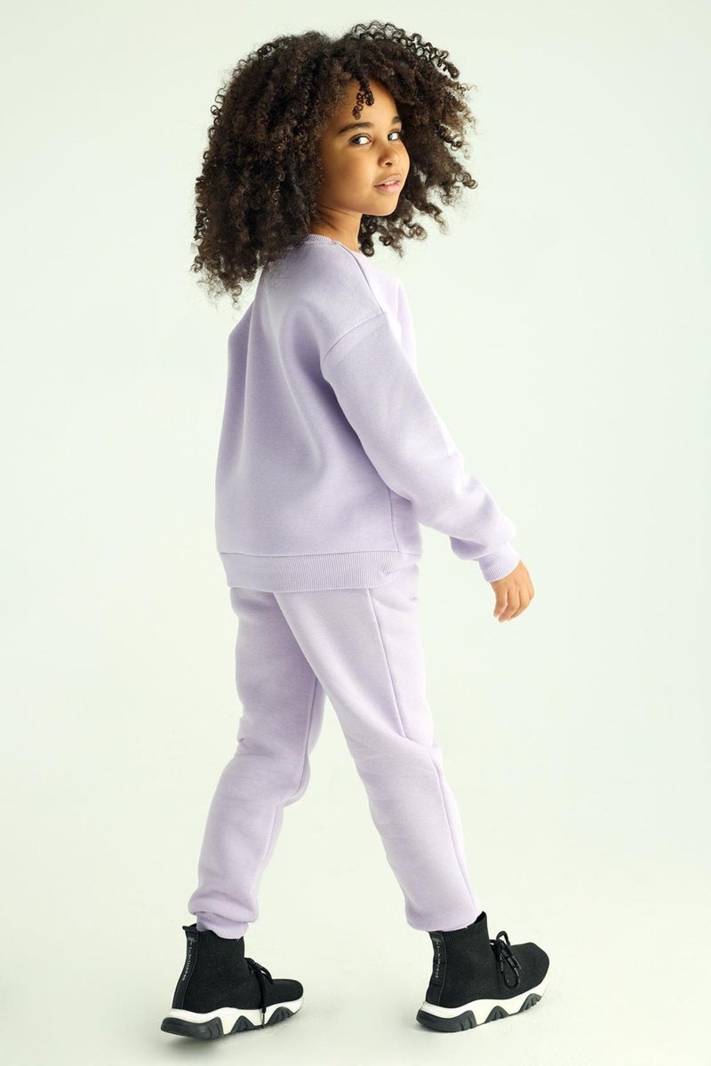 Zepkids Crew Neck Long Sleeve Lilac Color Girl's Two Piece Set  - Image 3
