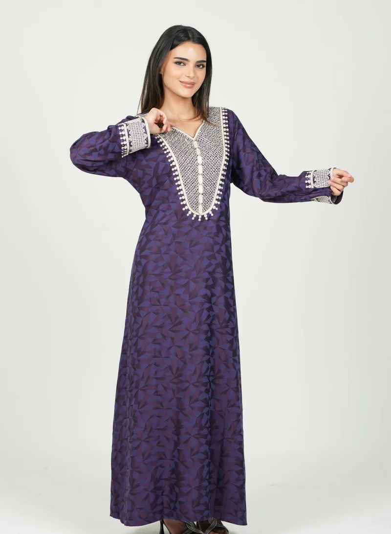 AL BENT AL SHARQIEH printed mukhawar jalabia dress