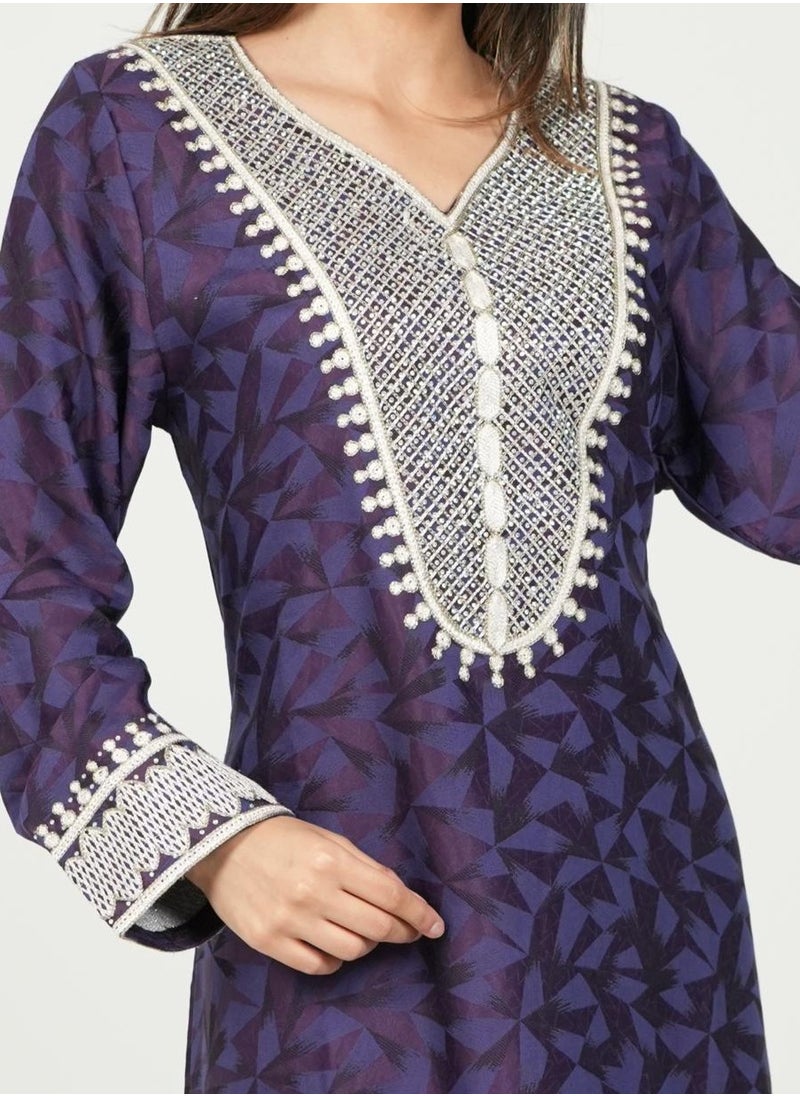 AL BENT AL SHARQIEH printed women jalabia dress  - Image 3