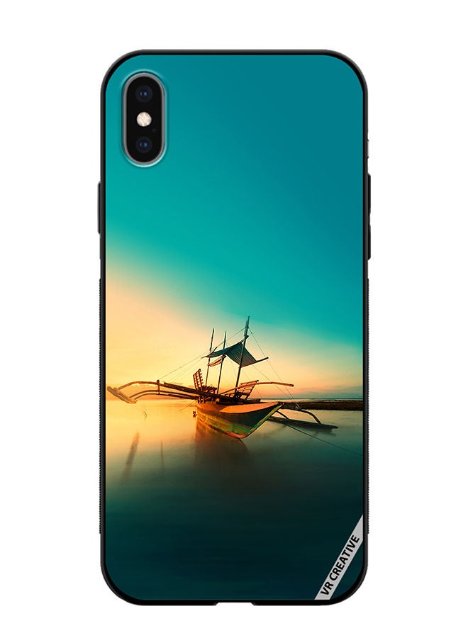 VR CREATIVE Protective Case Cover For Apple iPhone X/XS Boat On A Water Design Multicolour - Image 1