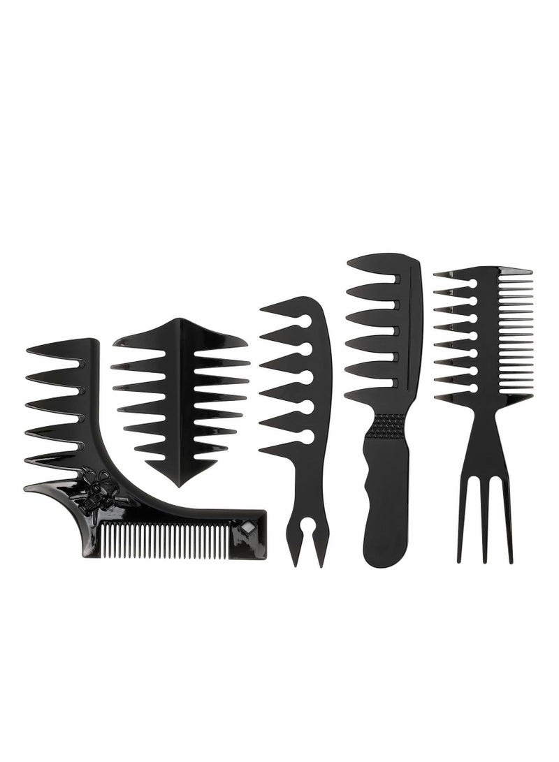 Y&D Styling Hair Comb Set, 5 Pack Salon Barber Hairstylist Professional Brush Retro Hairdressing Care Style Accessory Double-sided for Men Boy Gentleman - Image 1